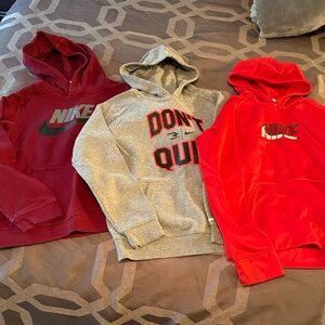 Boys Nike Hoodies in Maroon, Gray, and Red